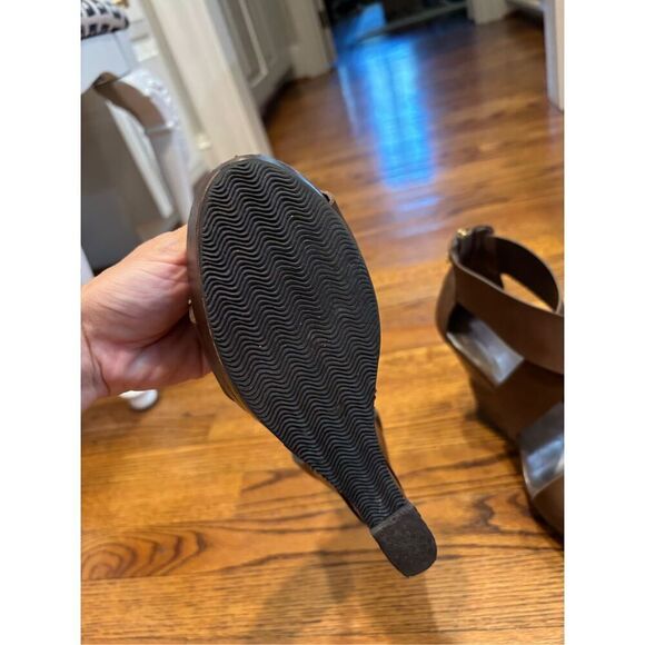 DIANE VON FURSTENBERG Opal Sandal Wedge Wooden Sandal Mink Brown - Picture 8 of 10